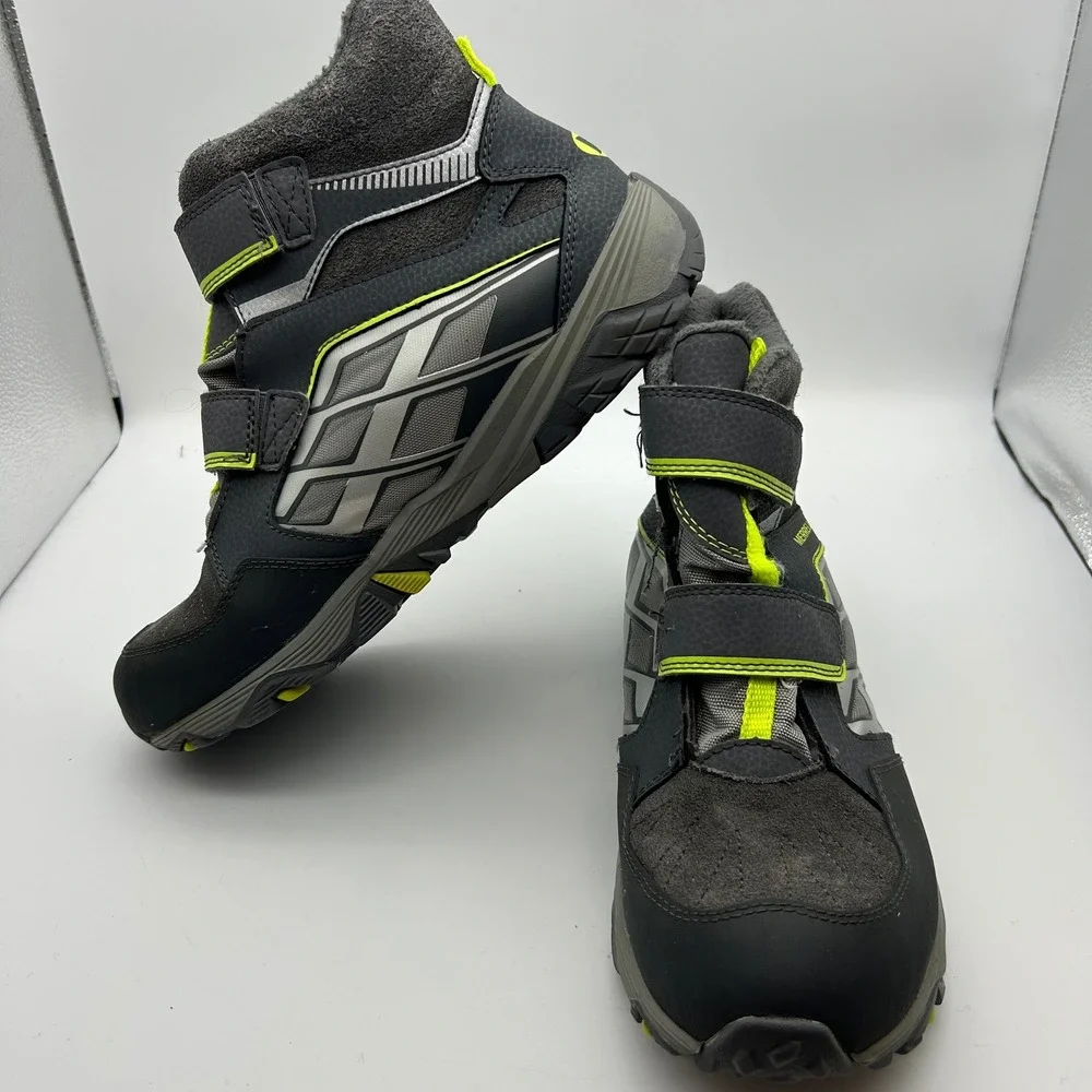 Merrell ML-B Moab Polar Waterproof Winter Boots Grey Lime Green Kids 6.5 MY57097